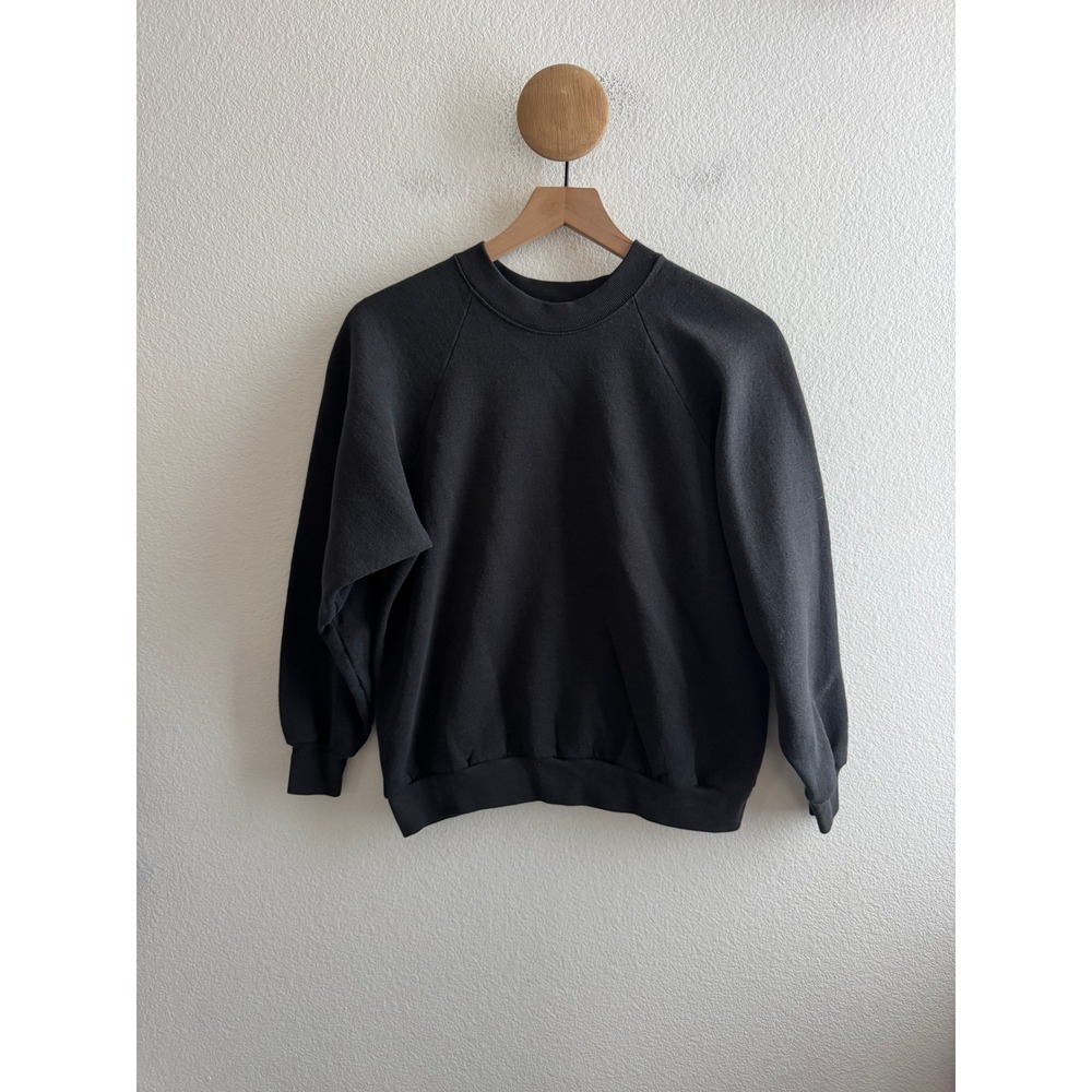 Vintage Fruit of the Loom Black Raglan Sweatshirt Made in USA Medium